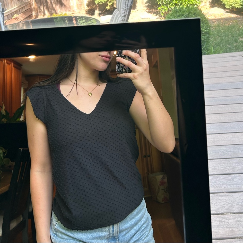 J. Crew Black Textured Blouse
